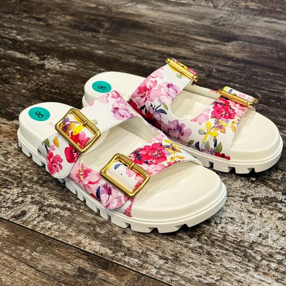 Nine West Shoes Womens Size 8 Double Buckle Slide Sandals Floral Summer NEW - Picture 9 of 11